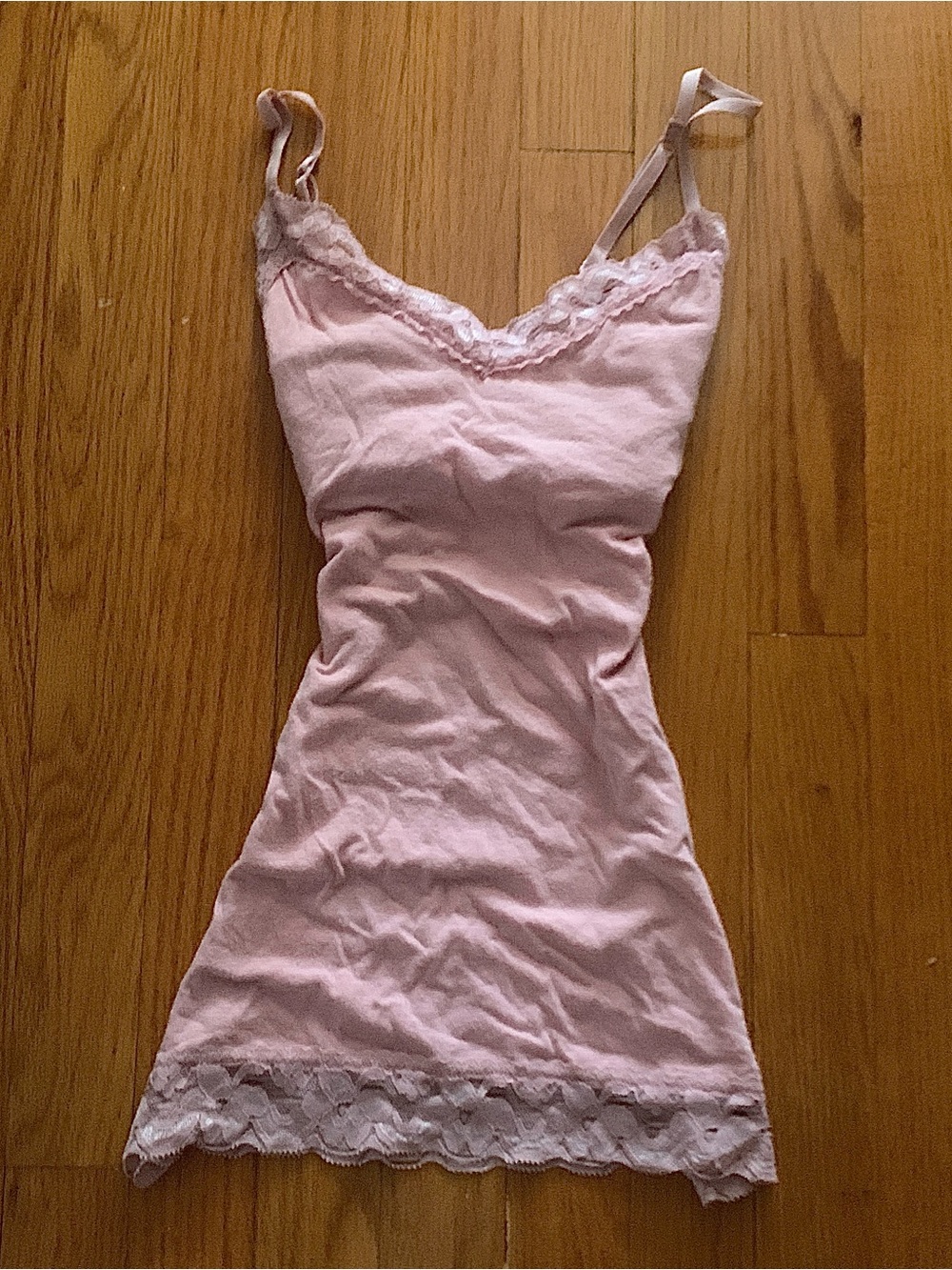 Pink Lace-Trim Cami Slip